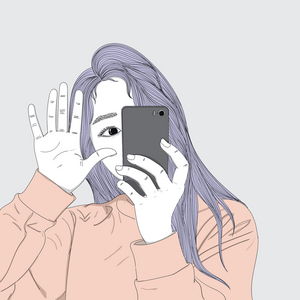 gezeichnetes Symboldbild: ein Mädchen macht ein Selfie