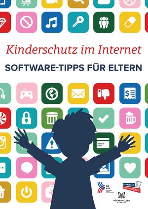 Flyer mit der Aufschrift "Kinderschutz im Internet - Software-Tipps für Eltern"