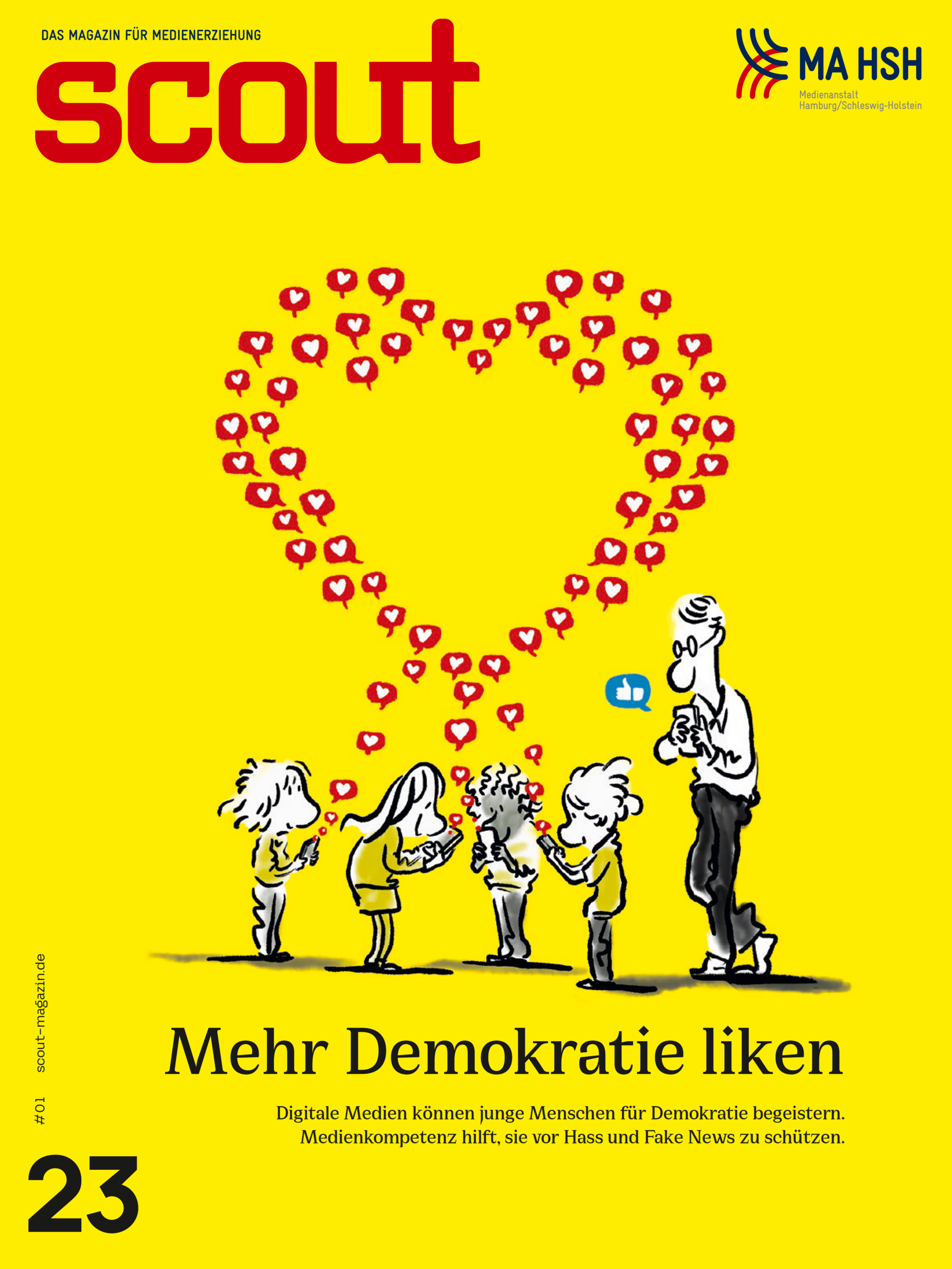 Cover scout Magazin 1/2023:Mehr Demokratie liken